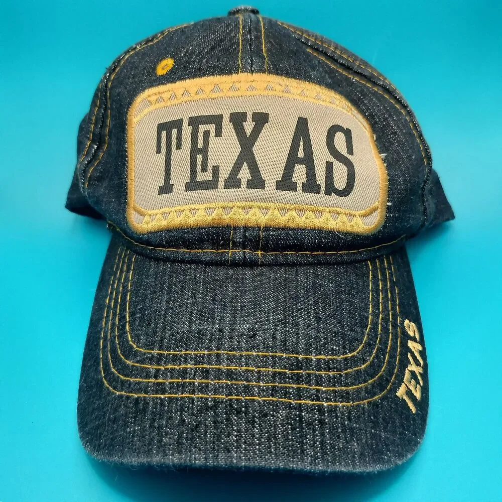 Texas Denim Baseball Cap Hat Adjustable Embroidered State Souvenir Unisex Adult